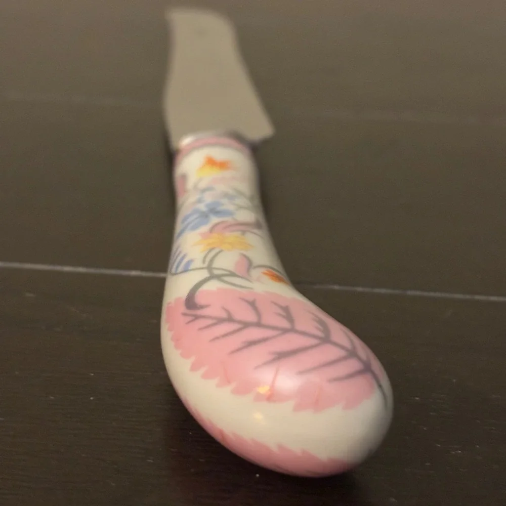 Vintage House of Prill Sheffield Knife-Porcelain, England Handle, Floral Design